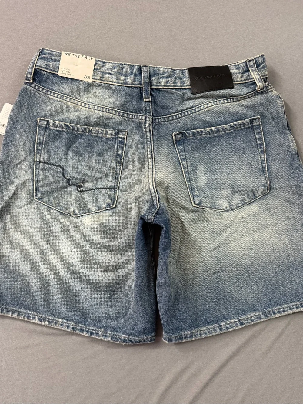 Free People Solana Low Rise Long Denim Shorts 33 NWT